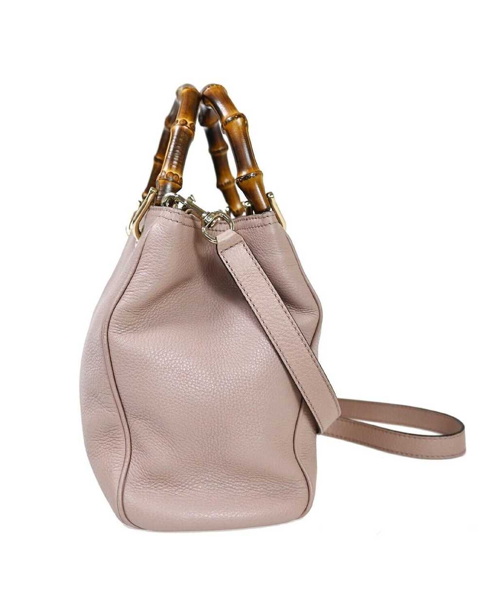 Gucci Luxury Pink Leather Handbag with Bamboo Han… - image 4