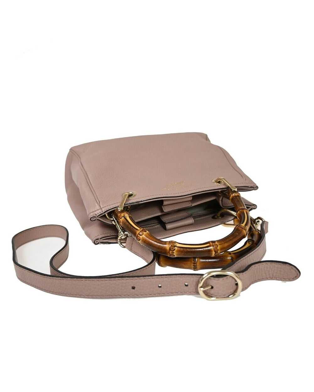 Gucci Luxury Pink Leather Handbag with Bamboo Han… - image 5
