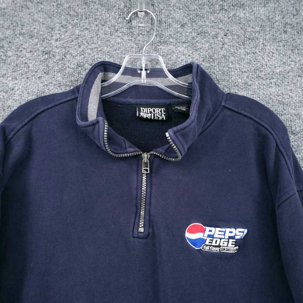 Vintage Pepsi Edge Sweater Mens L Large Blue 1/4 … - image 3