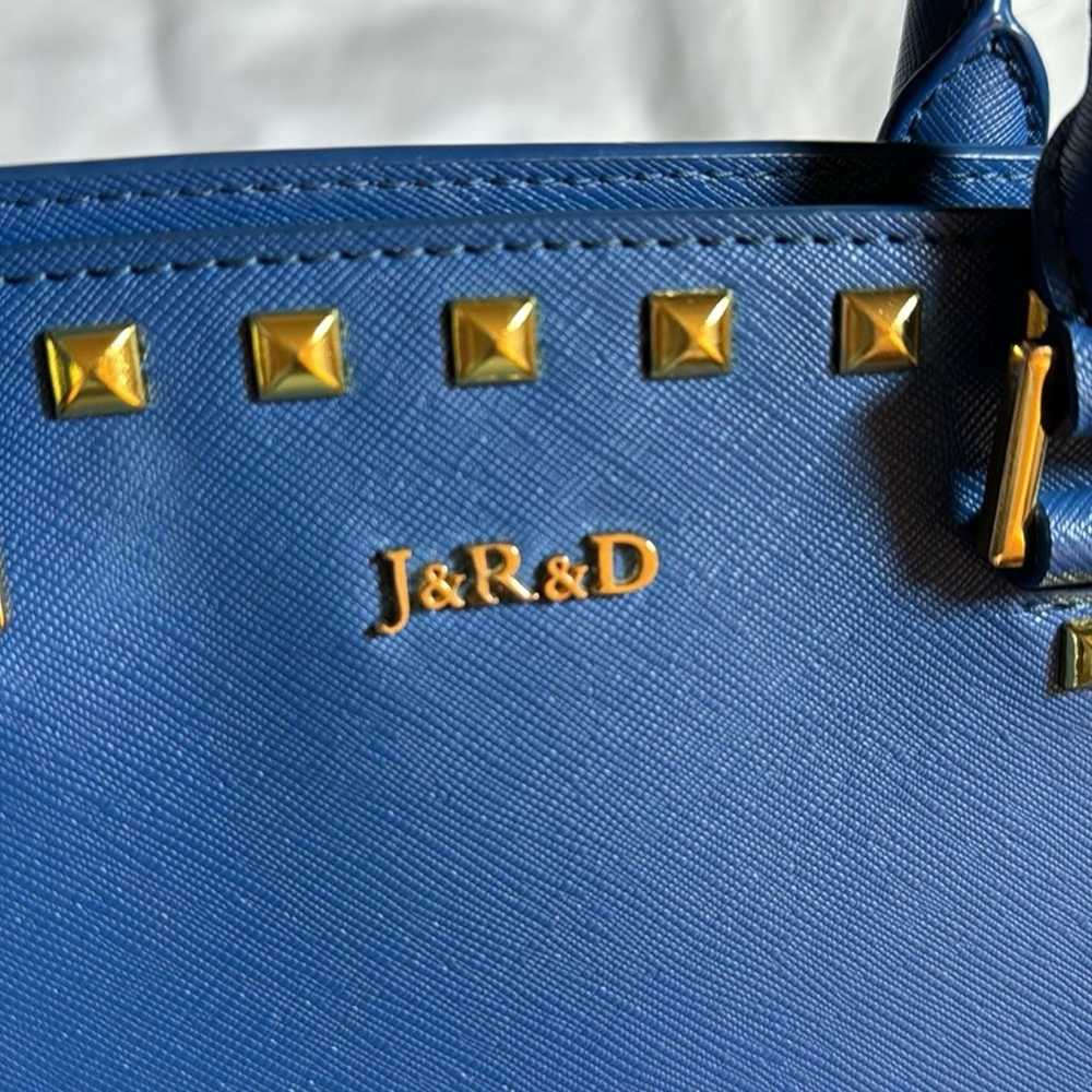 J&R&D Saffiano Leather Blue Gold Tone Hardware St… - image 2