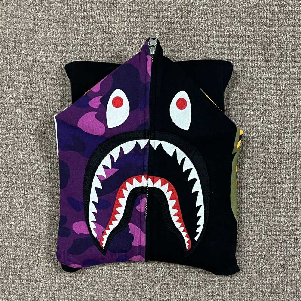 Bape Bape Purple Camo Sleeve Shark Zip Up Hoodie - image 3