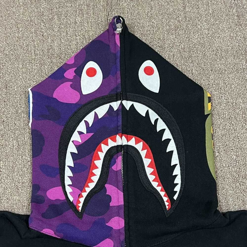 Bape Bape Purple Camo Sleeve Shark Zip Up Hoodie - image 4