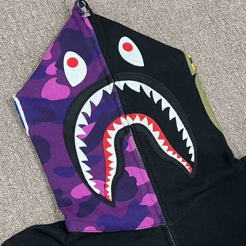 Bape Bape Purple Camo Sleeve Shark Zip Up Hoodie - image 5