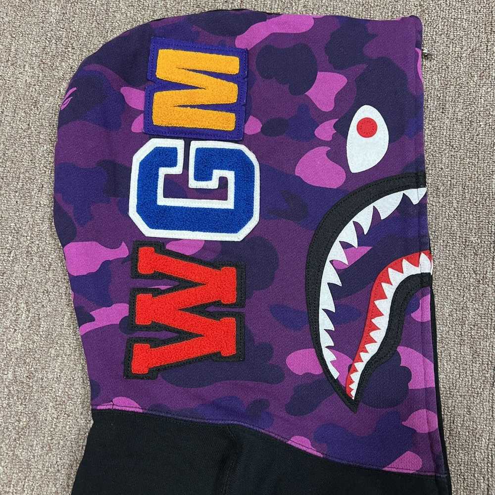 Bape Bape Purple Camo Sleeve Shark Zip Up Hoodie - image 7