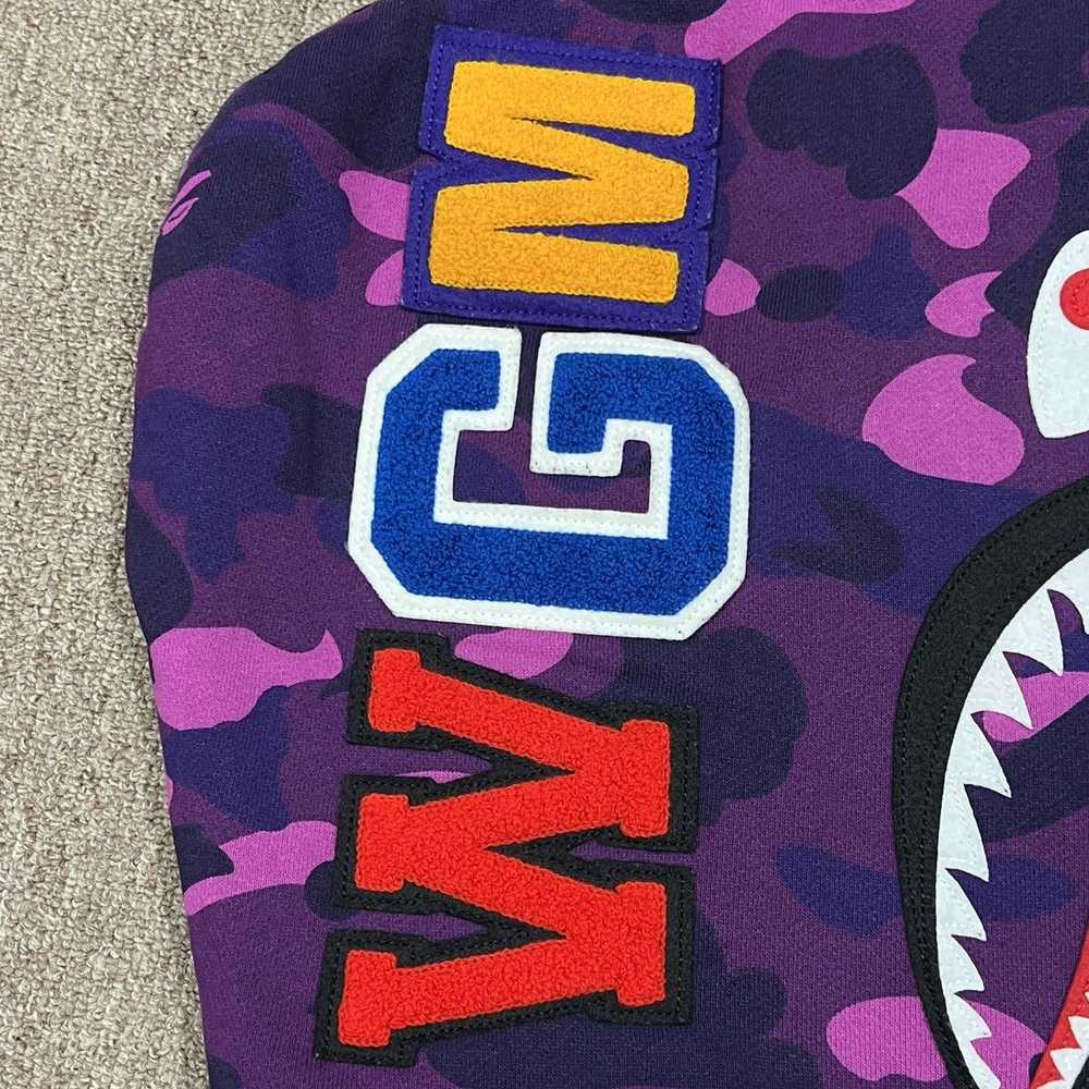 Bape Bape Purple Camo Sleeve Shark Zip Up Hoodie - image 9