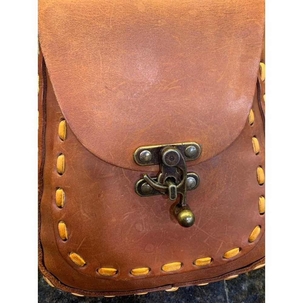 Vintage Handmade Leather Saddle Bag Purse with He… - image 10