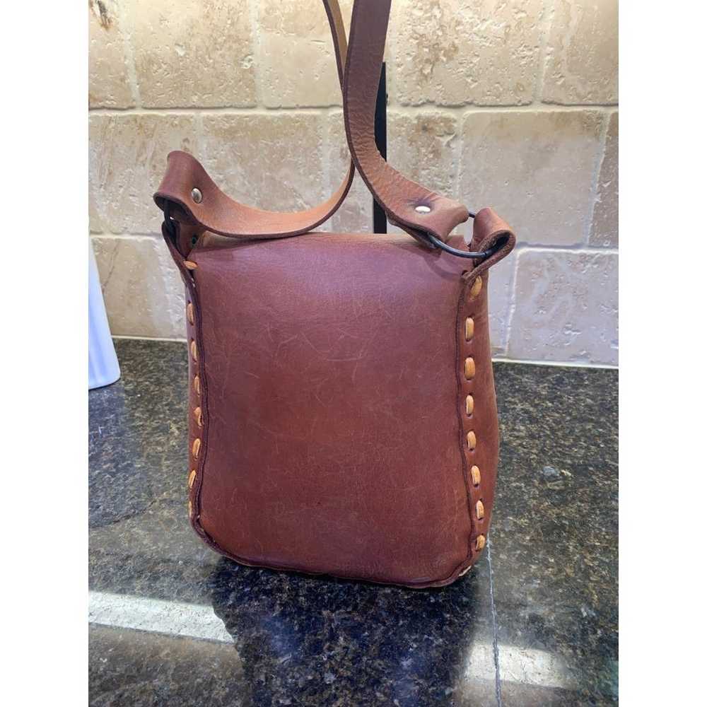 Vintage Handmade Leather Saddle Bag Purse with He… - image 6