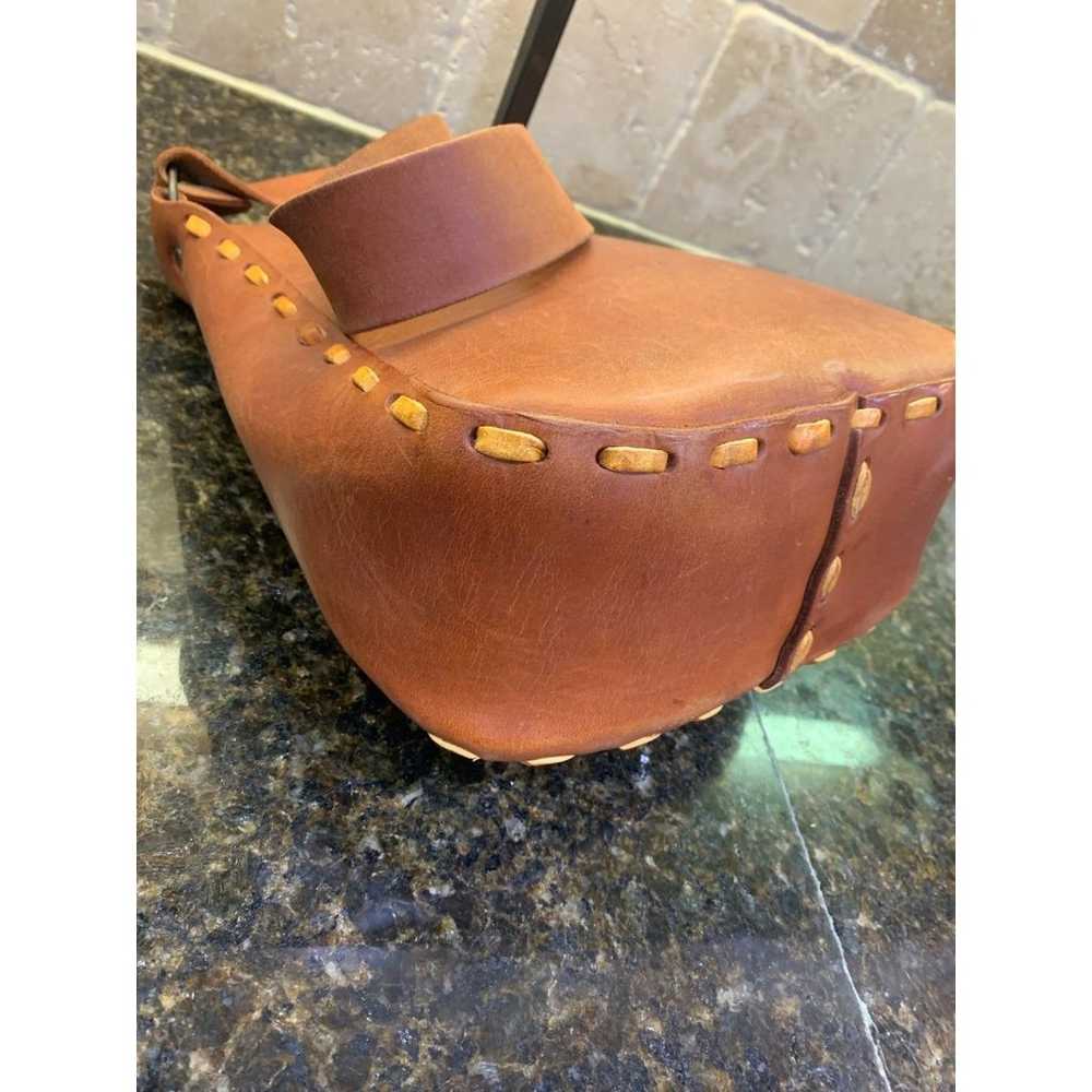 Vintage Handmade Leather Saddle Bag Purse with He… - image 8