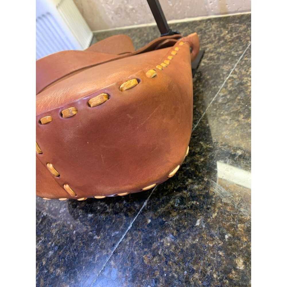 Vintage Handmade Leather Saddle Bag Purse with He… - image 9