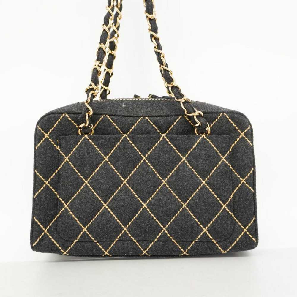 Chanel CHANEL Shoulder Bag Wild Stitch Wool Grey … - image 11