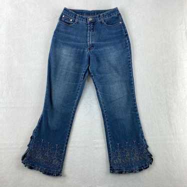 HIGH Shy Ger Bootcut Jeans Women's 25x27 Blue Flo… - image 1