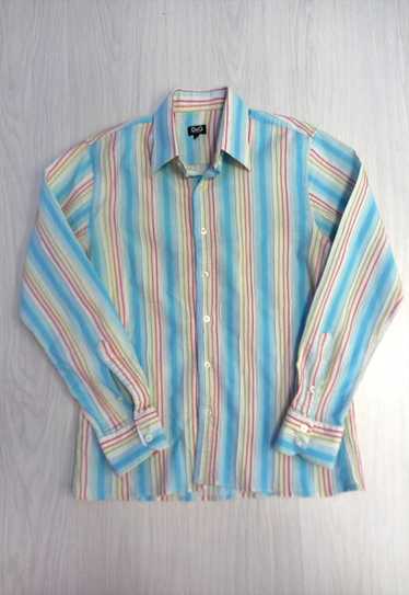 00's Vintage Shirt Multicoloured Striped Pattern