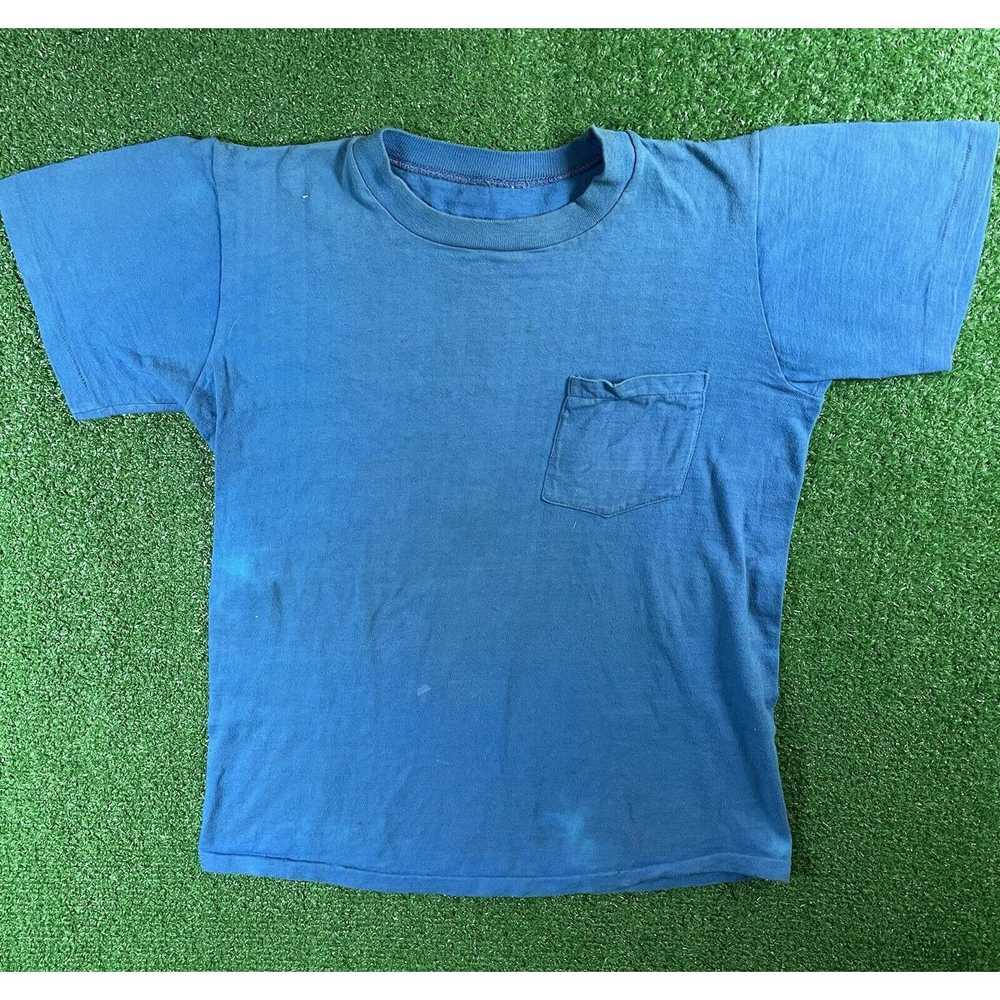 Vintage Vintage 70s Faded Blue Boxy Cotton Small … - image 2