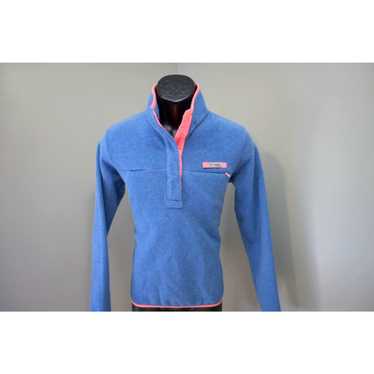 Vintage Columbia PFG Fleece Sweater Snap Neck Blu… - image 1