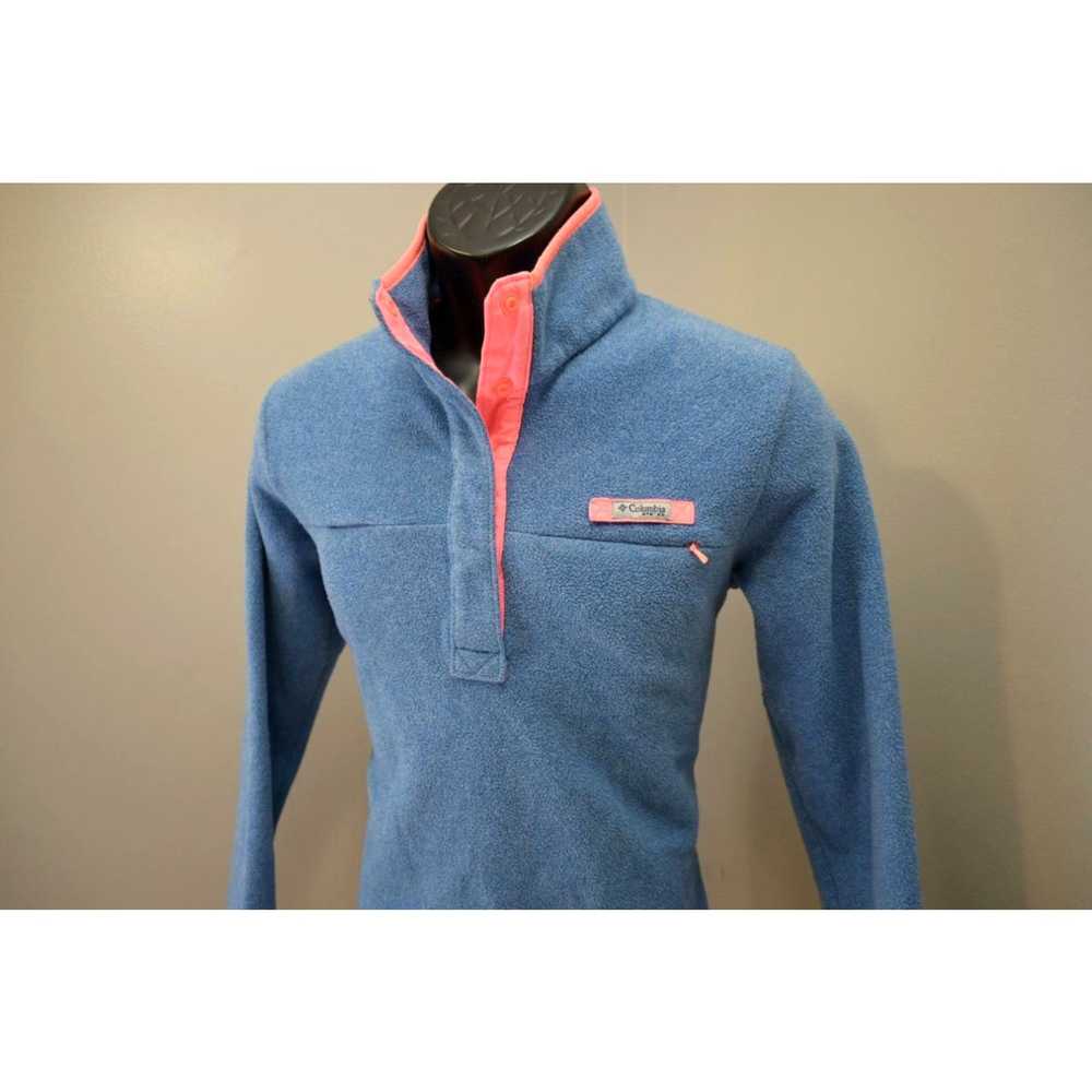 Vintage Columbia PFG Fleece Sweater Snap Neck Blu… - image 3