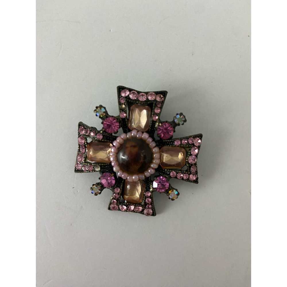 Vintage Rare Vintage Maltese cross pendant with r… - image 2