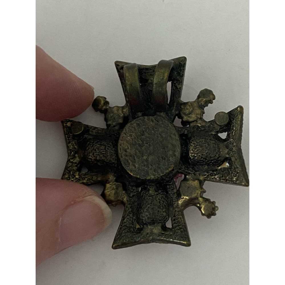 Vintage Rare Vintage Maltese cross pendant with r… - image 3