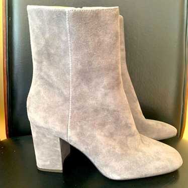 Ann Taylor gray, genuine, leather suede ankle boot