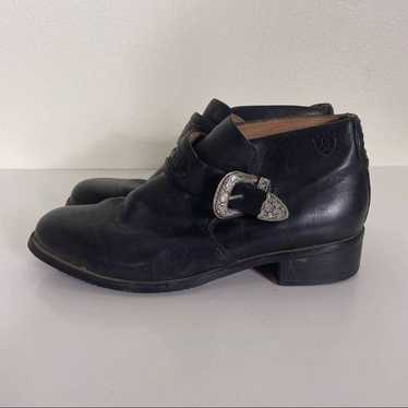 Ariat Black Leather Buckle Side Ankle Shoes - image 1