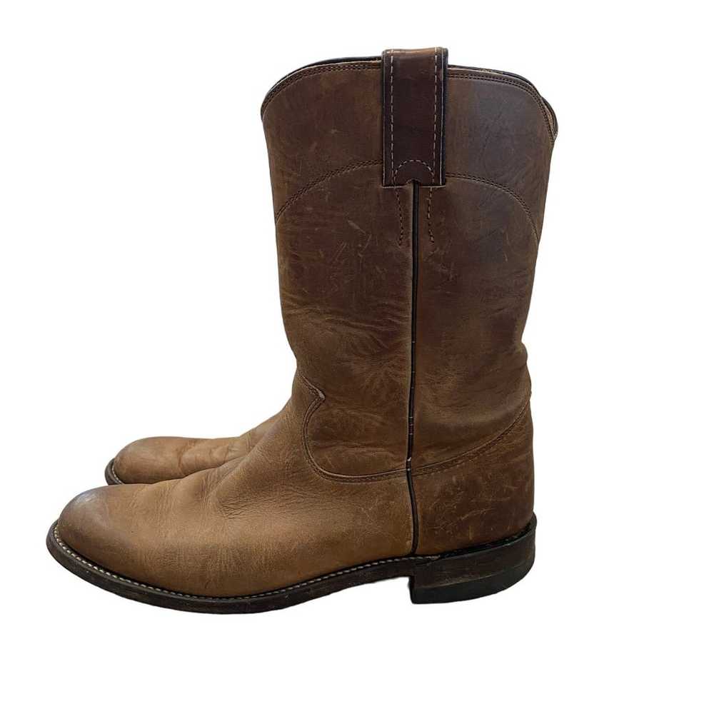 Justin Brown Leather Mid Calf Western Boots Women… - image 1