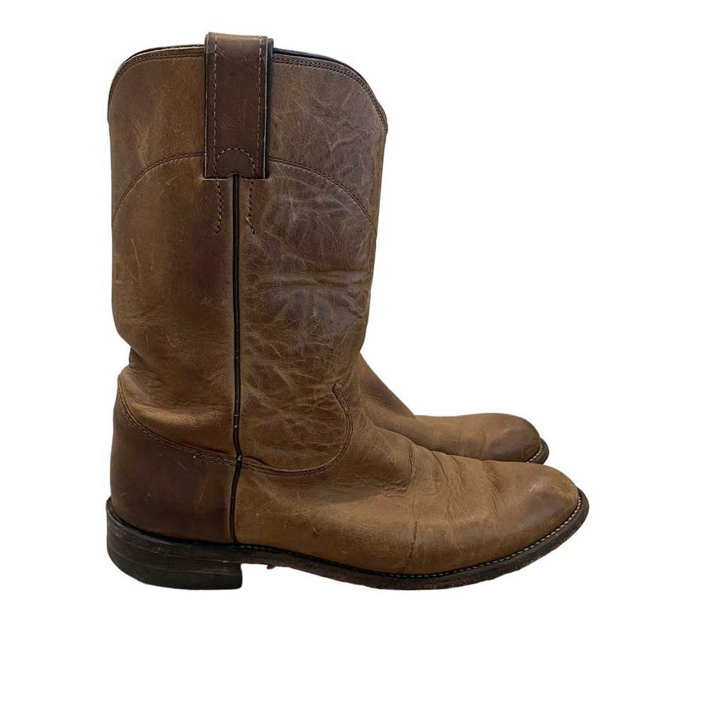 Justin Brown Leather Mid Calf Western Boots Women… - image 2