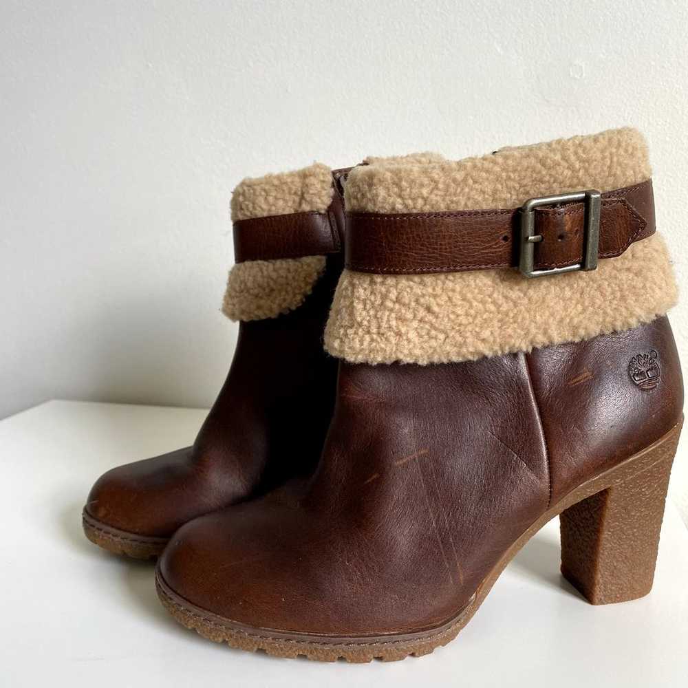 NWOT Timberland Brown Leather Bootie with Shearli… - image 3