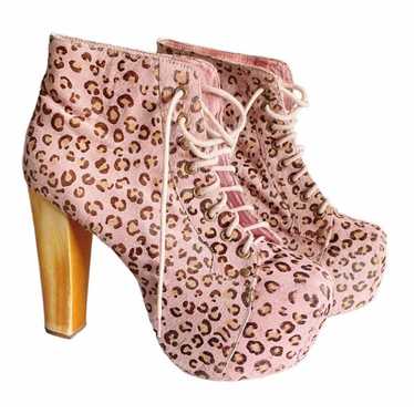 JEFFREY CAMPBELL Pink Cheetah Fur Lita Boots - Li… - image 1