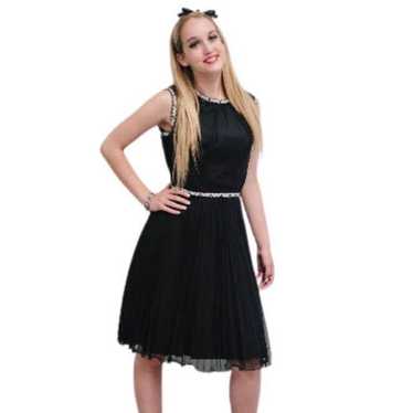 Vintage Vintage 60s Little Black Dress Metallic S… - image 1