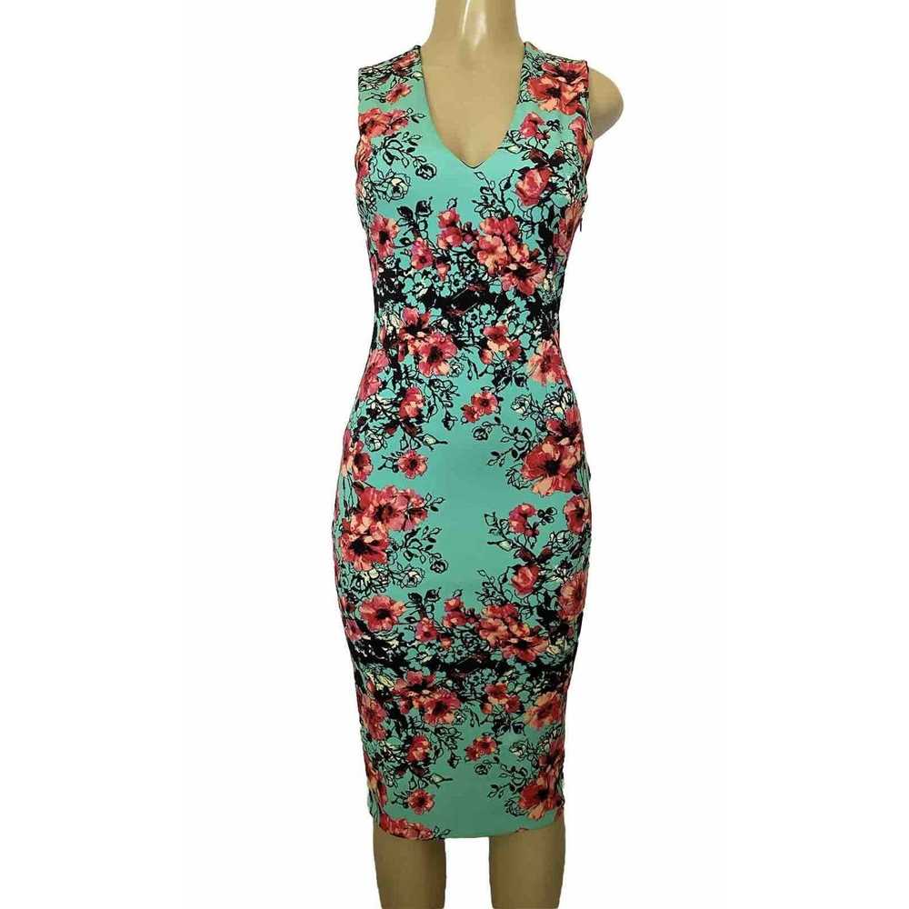 Fuzzi Fuzzi Floral Dress Sheath Midi Sleeveless V… - image 1