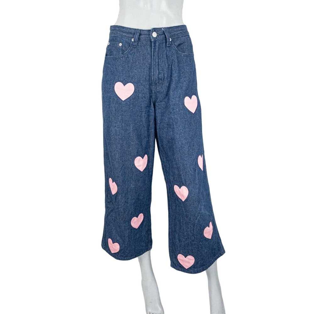 Lazy Oaf LAZY OAF Pink Hearts Cut out Denim Jeans… - image 2