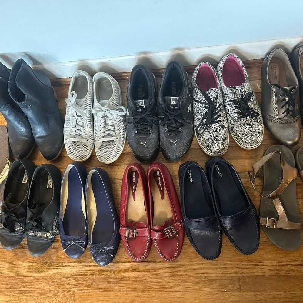 Lot of 11 pairs of womens shoes, size 9 - image 1