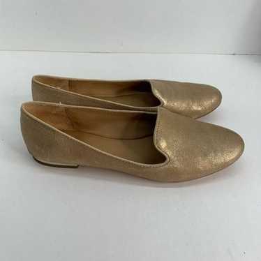 Coach Metallic Leather Gold Heeled Catrin Loafers… - image 1