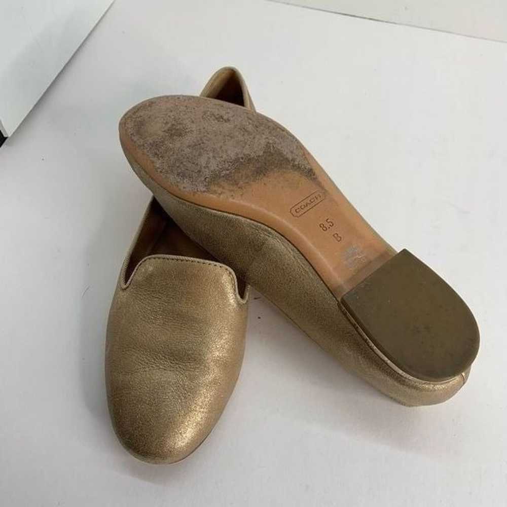 Coach Metallic Leather Gold Heeled Catrin Loafers… - image 8