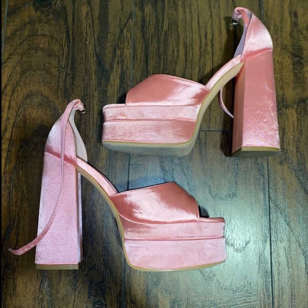 Pink Satin Platform Heels - image 1