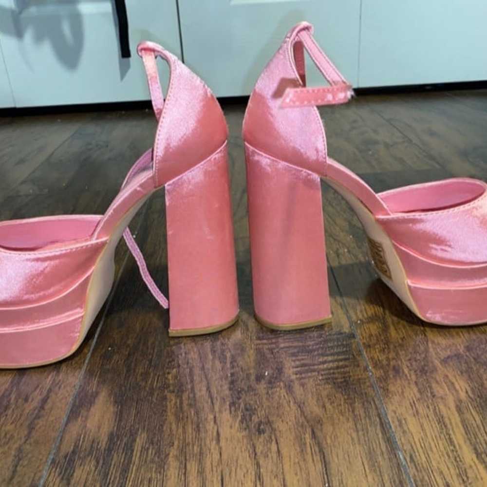 Pink Satin Platform Heels - image 3