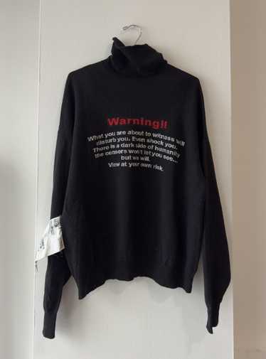 Vetements Warning Graphic Knit Runway Sweater