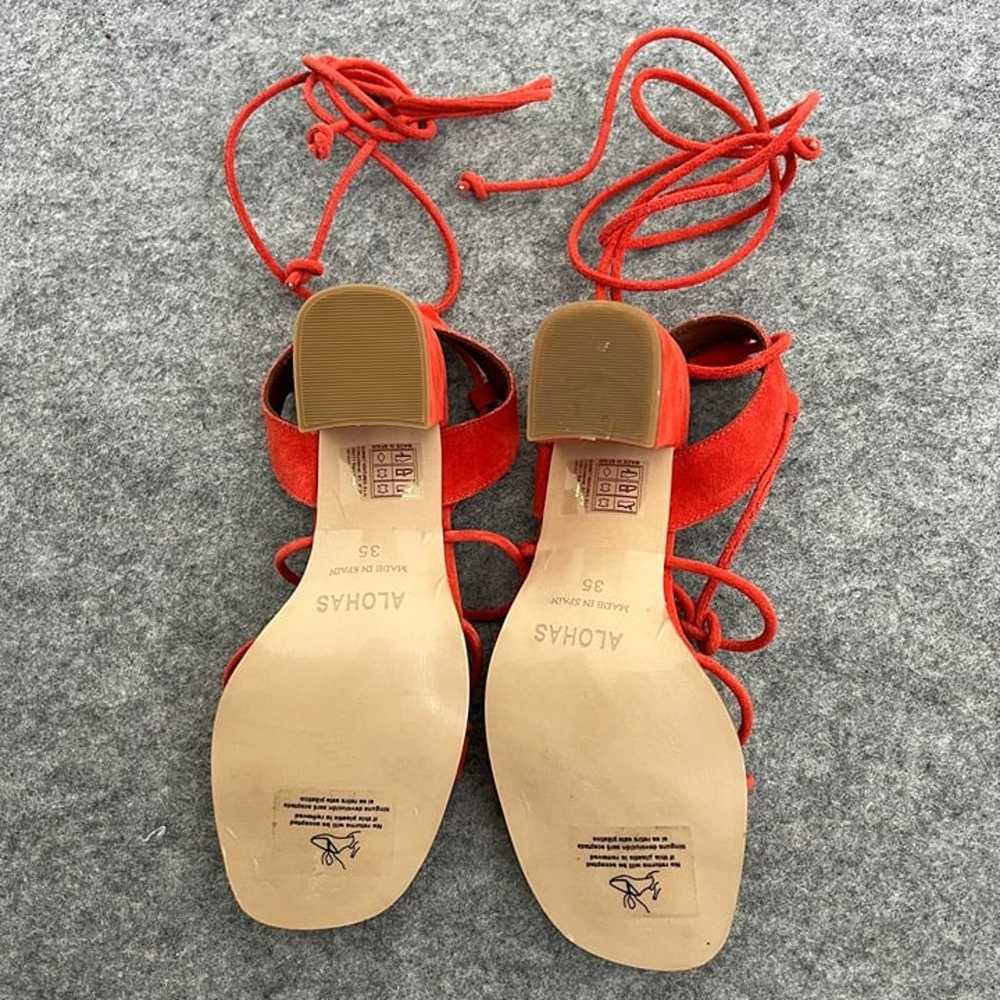 Alohas Sophie Orange Suede Lace-Up Sandals with B… - image 3