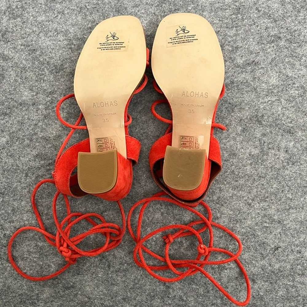 Alohas Sophie Orange Suede Lace-Up Sandals with B… - image 4