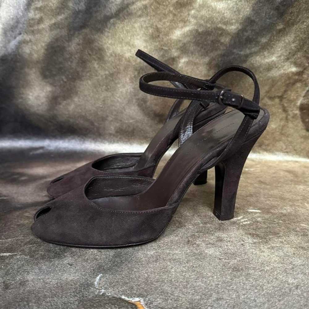 Y2K Balenciaga brown suede peep toe high heels ni… - image 2