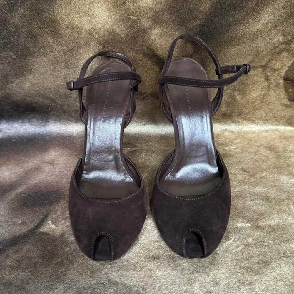 Y2K Balenciaga brown suede peep toe high heels ni… - image 3