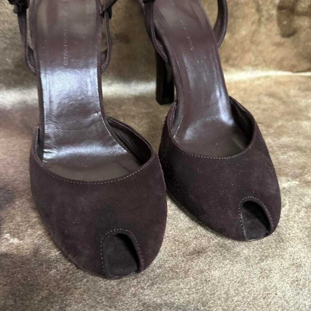 Y2K Balenciaga brown suede peep toe high heels ni… - image 4