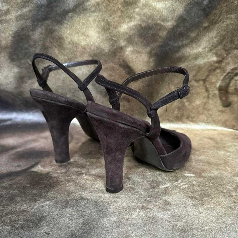 Y2K Balenciaga brown suede peep toe high heels ni… - image 5