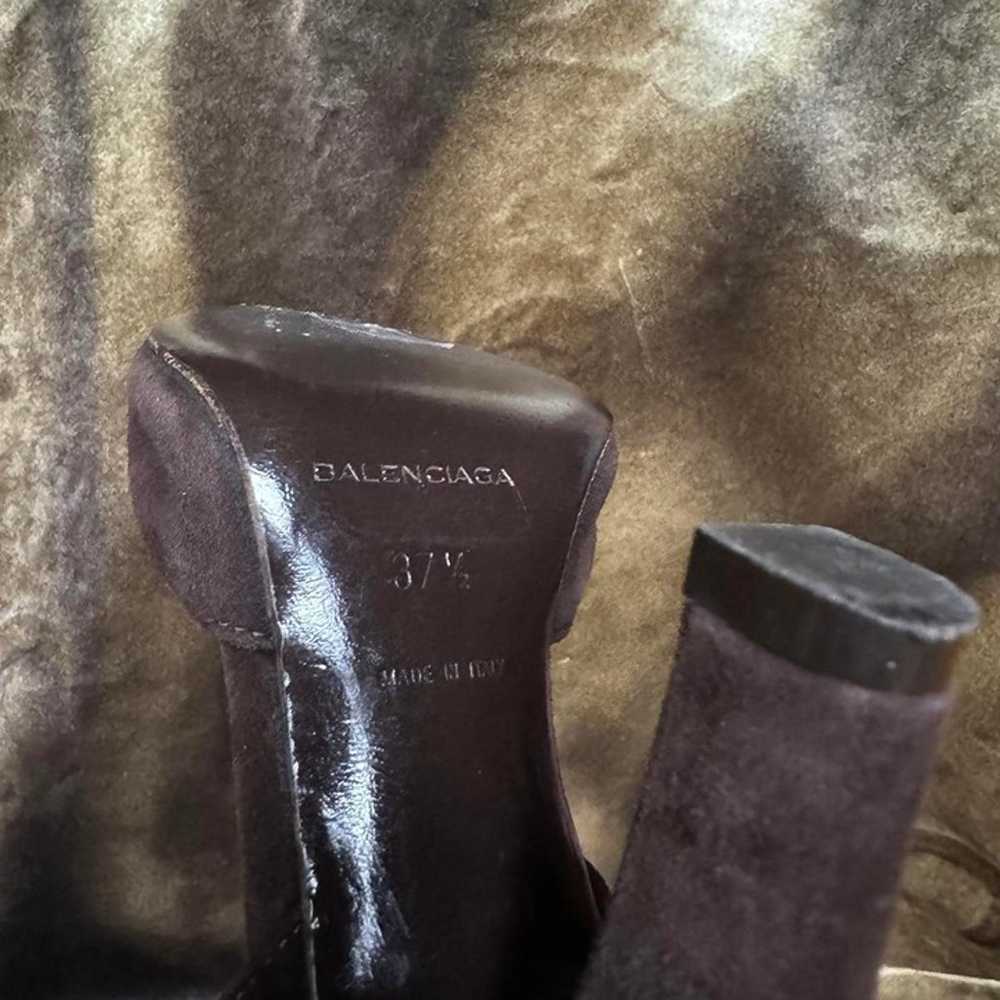 Y2K Balenciaga brown suede peep toe high heels ni… - image 7