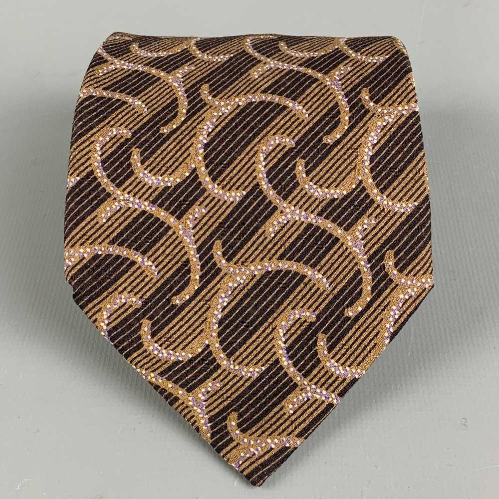 Giorgio Armani Brown Swirls Silk Tie - image 1