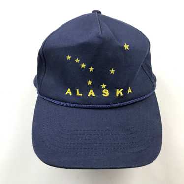 Vintage Alaska Hat Cap Strapback Blue Yellow Adju… - image 1