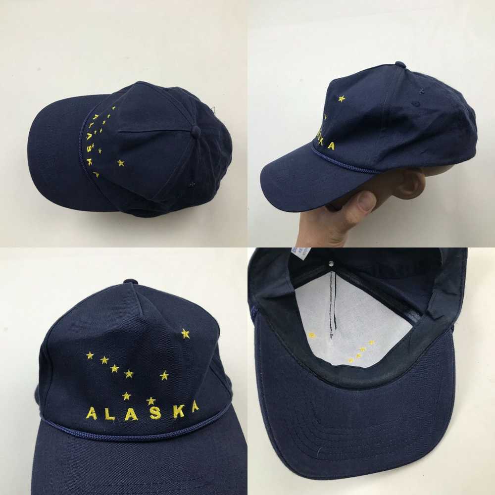 Vintage Alaska Hat Cap Strapback Blue Yellow Adju… - image 4