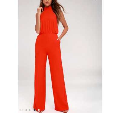 Lulus Moment for Life Red Halter Wide Leg Jumpsui… - image 1
