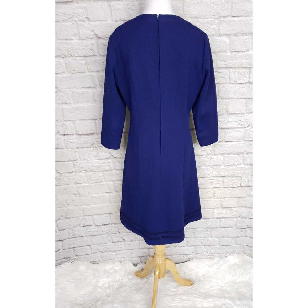 Vintage 70s Blue Textured Floral Fit Flare Dress … - image 10