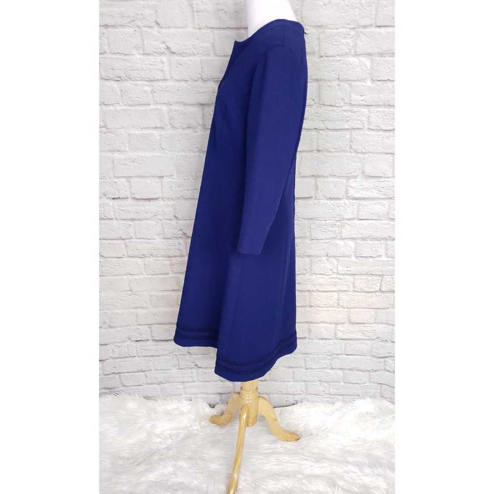 Vintage 70s Blue Textured Floral Fit Flare Dress … - image 8