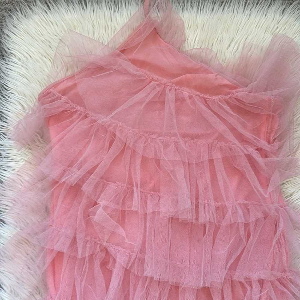 Pink Tulle Ruffle Halter Mini Dress - image 4